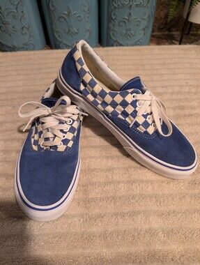 VANS Off The Wall Blue Checkerboard Lace-Up Men's Sneakers - Classic Skate Style